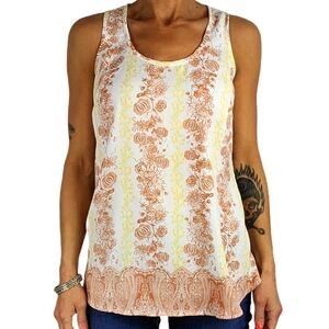 Aventura Blouse Size Medium Tank Top White Orange